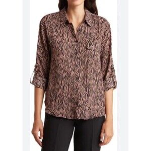 Pleione Utility Button-Up Blouse Size Small ,new